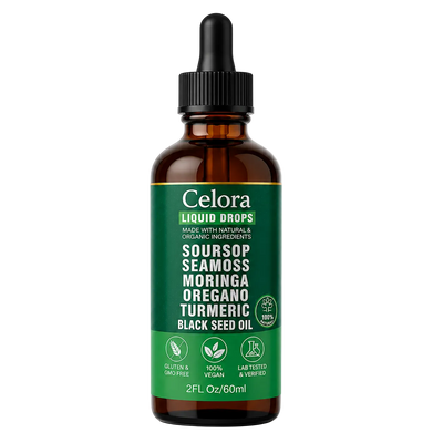 Soursop Bitters Liquid Drops 10 in 1 with Sea Moss, Moringa, Turmeric, Black Seed Oil, Oregano, Ashwagandha